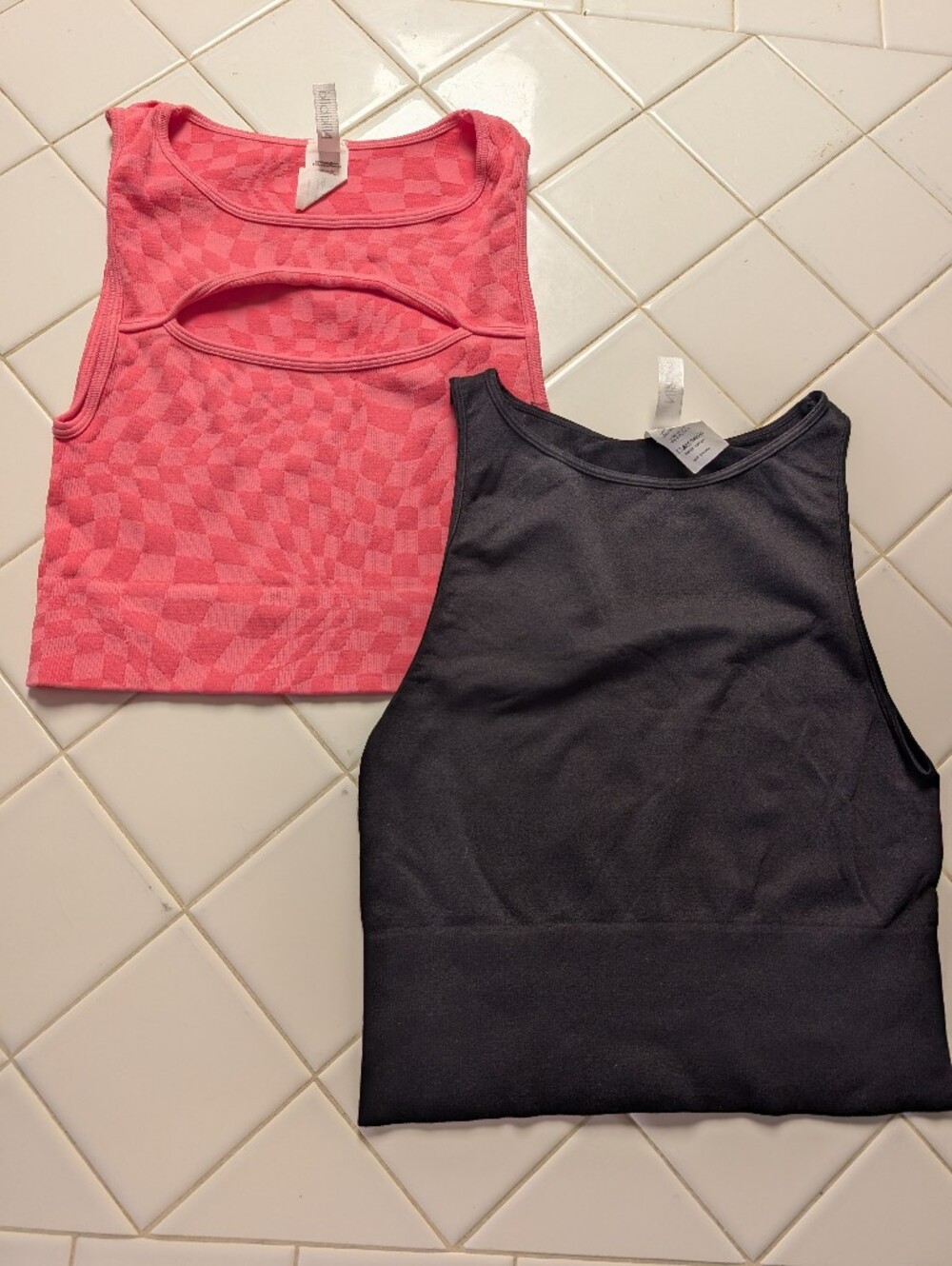 Nikibiki Pink Checker Cutout Crop Top with Black Tank